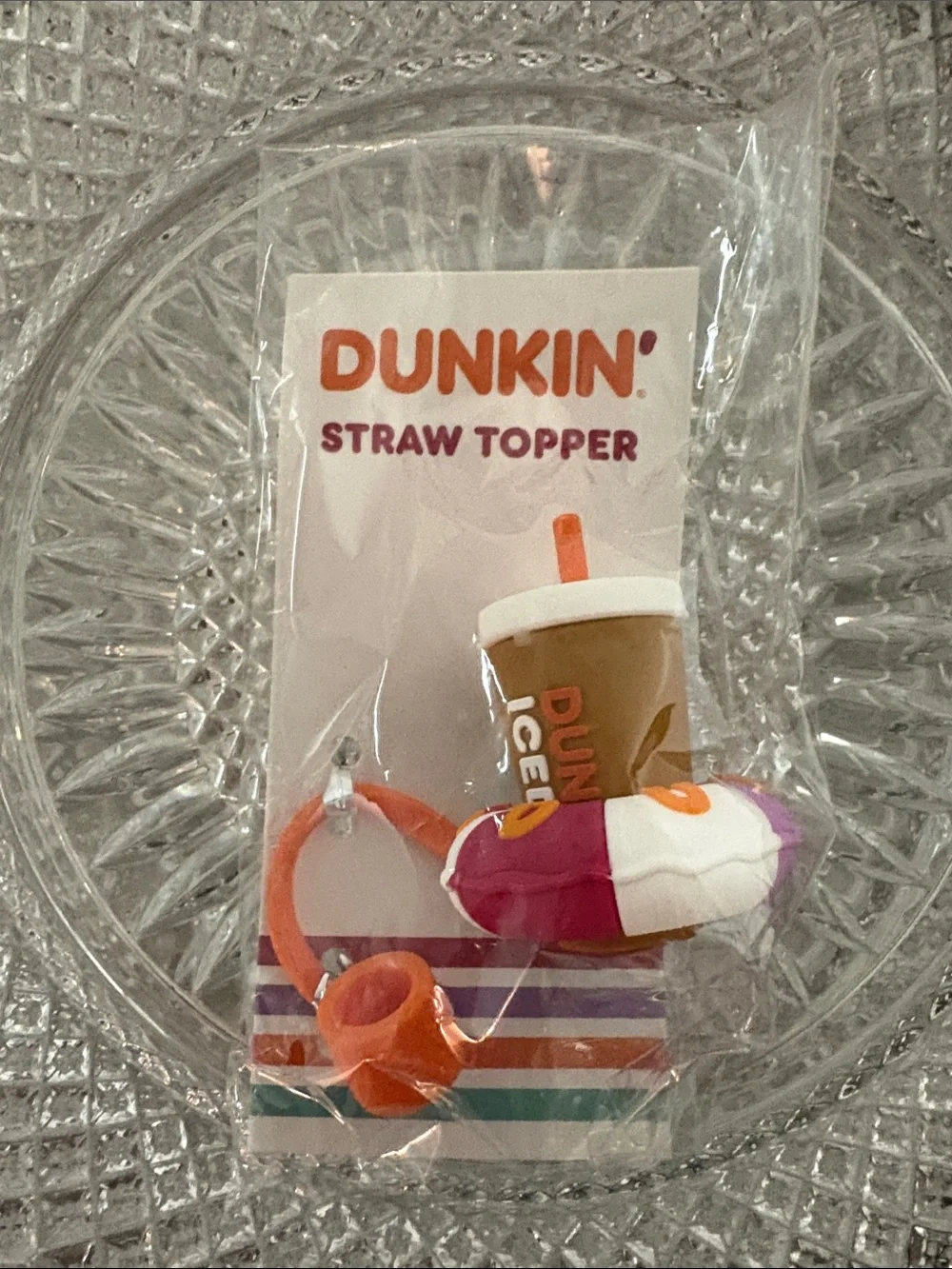 Dunkin' Donuts Pink & White Donut Straw Topper brand new - Picture 1 of 1